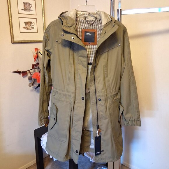 NWT Signal Hooded Gray Olive Green Lined Trench Coat Outerwear M - Picture 14 of 15